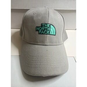 The North Face Grey Baseball Cap Teal Embroidered Logo Adjustable Hat